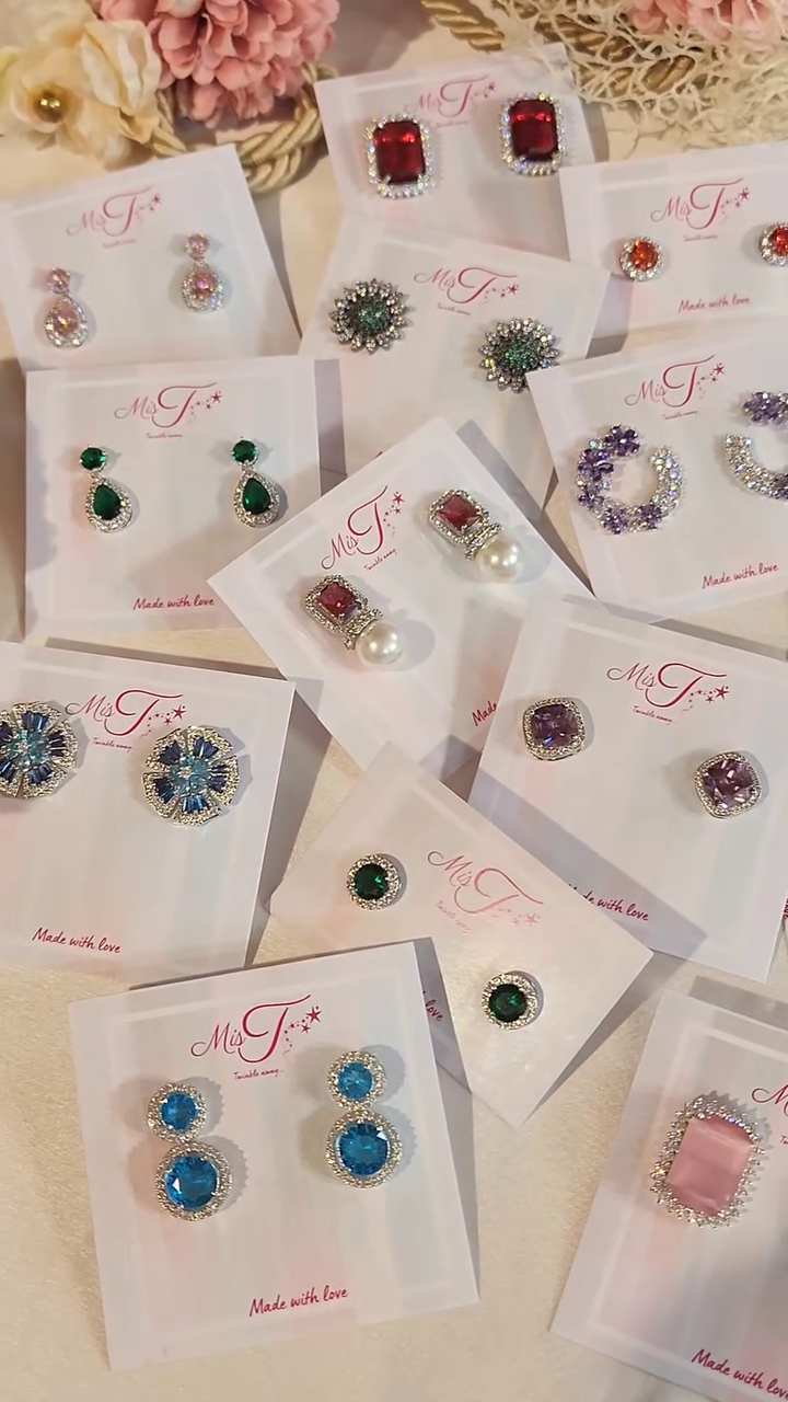 Luxury Cubic Zirconia Crystal Earring Collection – Elegant Teardrop, Halo & Statement Studs for Women – Premium Wedding, Party & Occasion Jewelry – High-Shine Rhodium Plated Gemstone Earrings